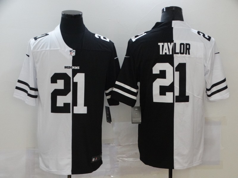 Men's Washington Football Team #21 Sean Taylor Black & White NFL Split Limited Stitched Jersey
